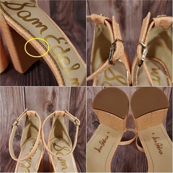 Sam Edelman Yaro 10m Peach Open Toe Adjustable Ankle Strap Leather Heeled Sandal - Picture 9 of 13
